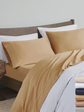 Madison Park Pima Cotton Sateen Sheet Set in Rose Gold MP20-8003